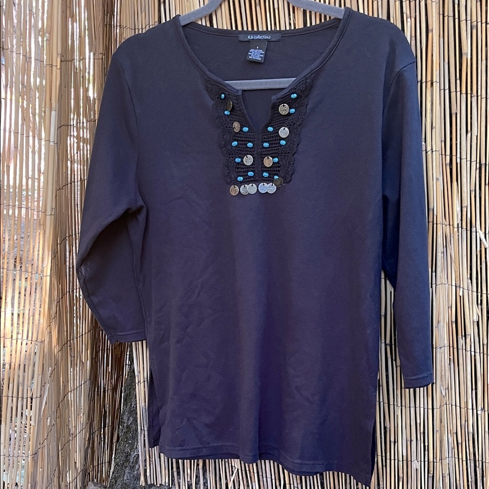 Vintage Blue Cotton Blend Blouse by KB Collections